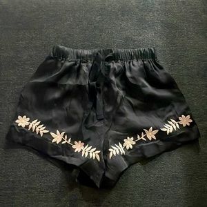 Black embroidered shorts. Size 1. The Great.